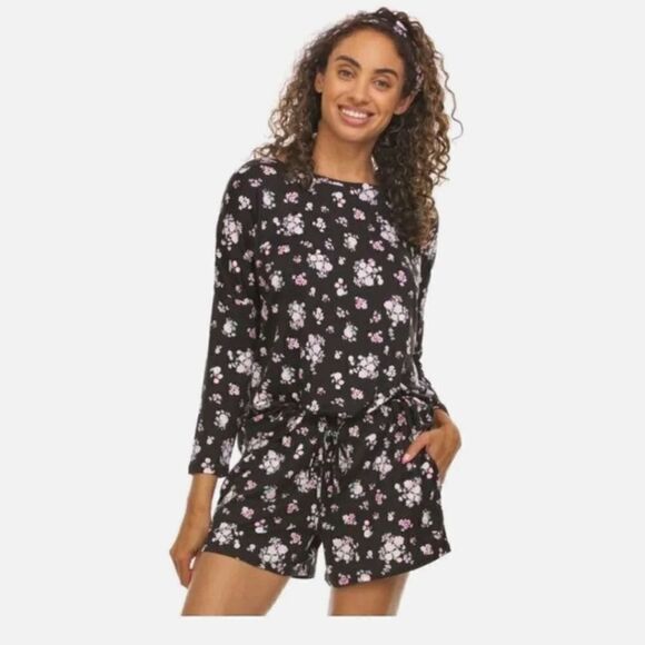 Flora By Flora Nikrooz Long Sleeve Pj Shorts With Matching Headband Set 2X 26/28 - Picture 1 of 8